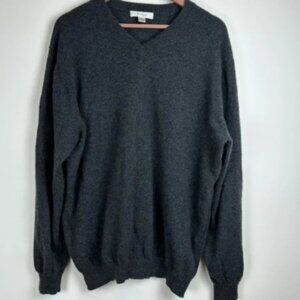 Turnbury Men's Cashmere Charcoal Gray V-Neck Sweater sz XL